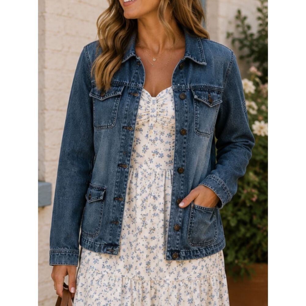 Liz Claiborne Medium Wash Blue Denim Jacket